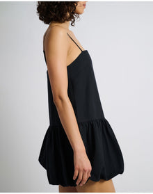 Women | Air Linen Bubble Mini Dress | Black