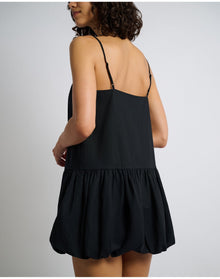 Women | Air Linen Bubble Mini Dress | Black