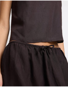 Women | Air Linen Bubble Mini Skirt | Espresso