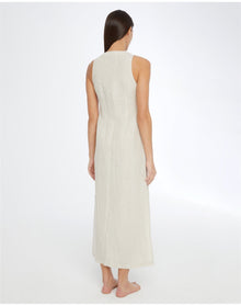 Women | Air Linen Button Down Maxi Dress | Jute White