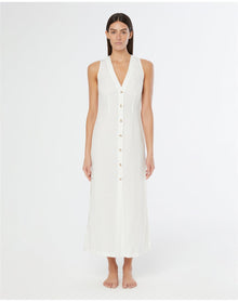 Women | Air Linen Button Down Maxi Dress | White