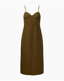 Women | Air Linen Corset Midi Dress | Olive