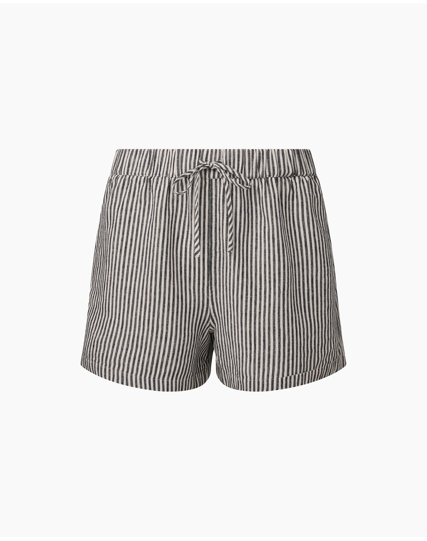 Women | Air Linen Elastic Drawstring Short | Deep Navy White