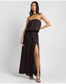 Women | Air Linen High Slit Maxi Dress | Espresso