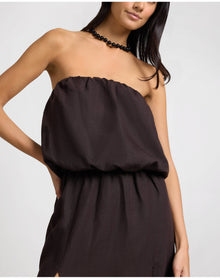 Women | Air Linen High Slit Maxi Dress | Espresso