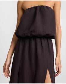 Women | Air Linen High Slit Maxi Dress | Espresso
