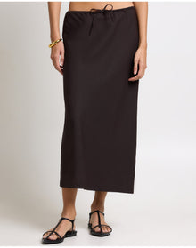 Women | Air Linen Midi Skirt | Espresso