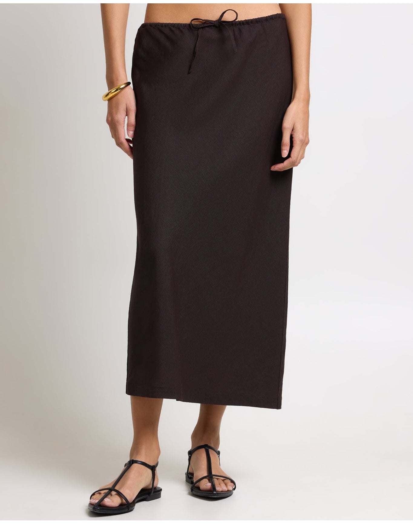 Women | Air Linen Midi Skirt | Espresso