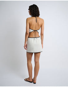 Women | Air Linen Mini Skirt | Egret Black