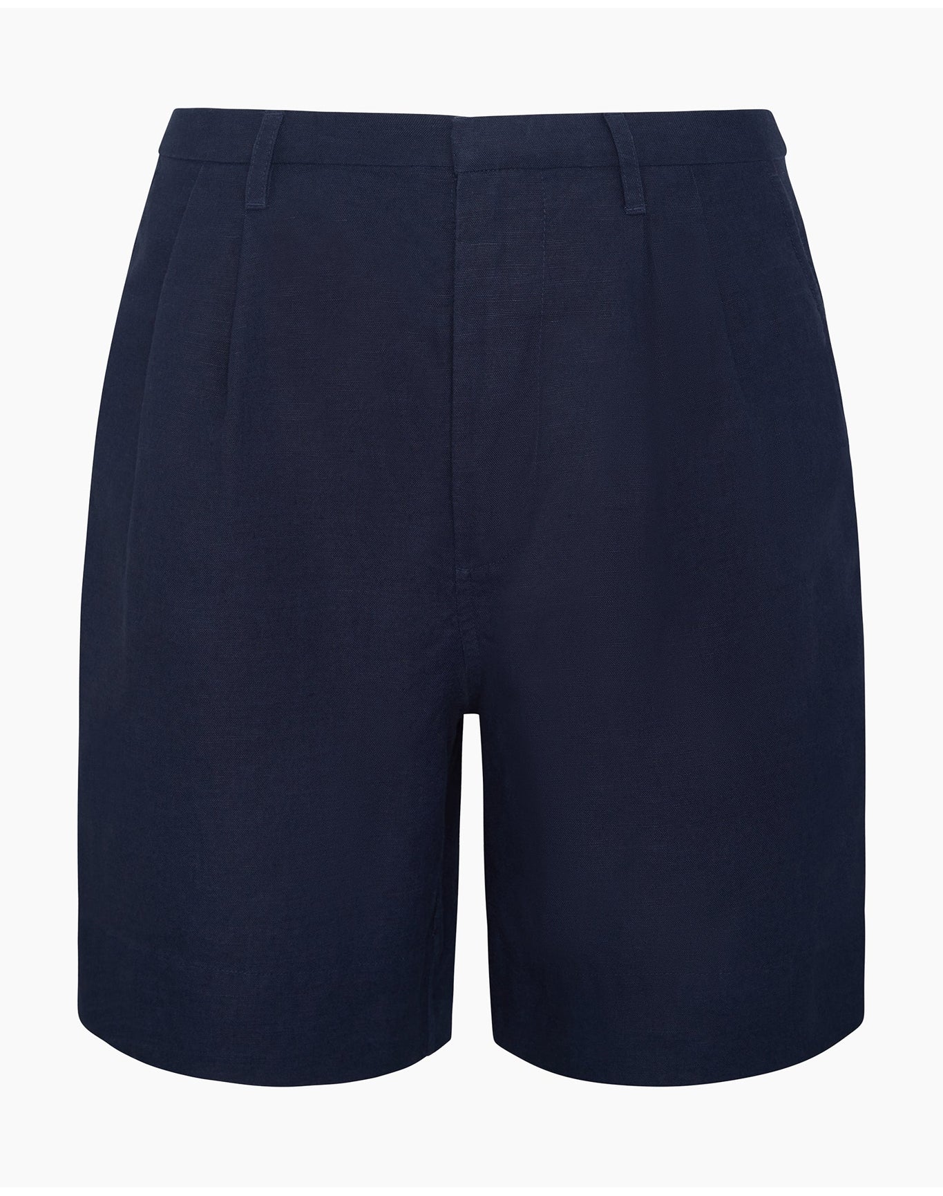 Women | Air Linen Pleated Bermuda Short | Noir Navy