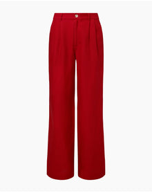 Women | Air Linen Pleated Trouser | Dark Red