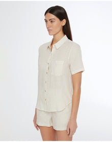 Women | Air Linen Short Sleeve Shirt | Jute White