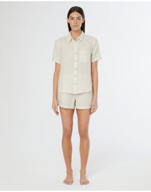 Women | Air Linen Short Sleeve Shirt | Jute White