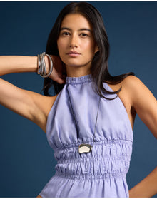 Women | Air Linen Smocked Halter Top | Periwinkle