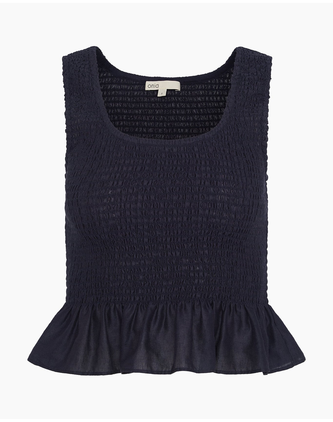 Women | Air Linen Smocked Tank | Noir Navy
