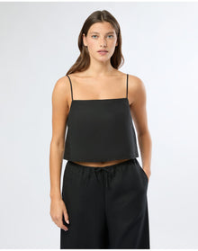 Women | Air Linen Square Neck Tank Top | Black VTAG V2