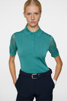 Women | Amandine Knitted Polo | Teal