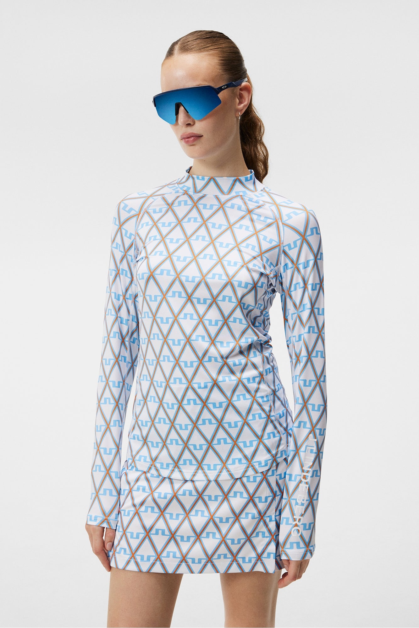 Women | Asa Print Soft Compression Top | Little Boy Blue Diamond