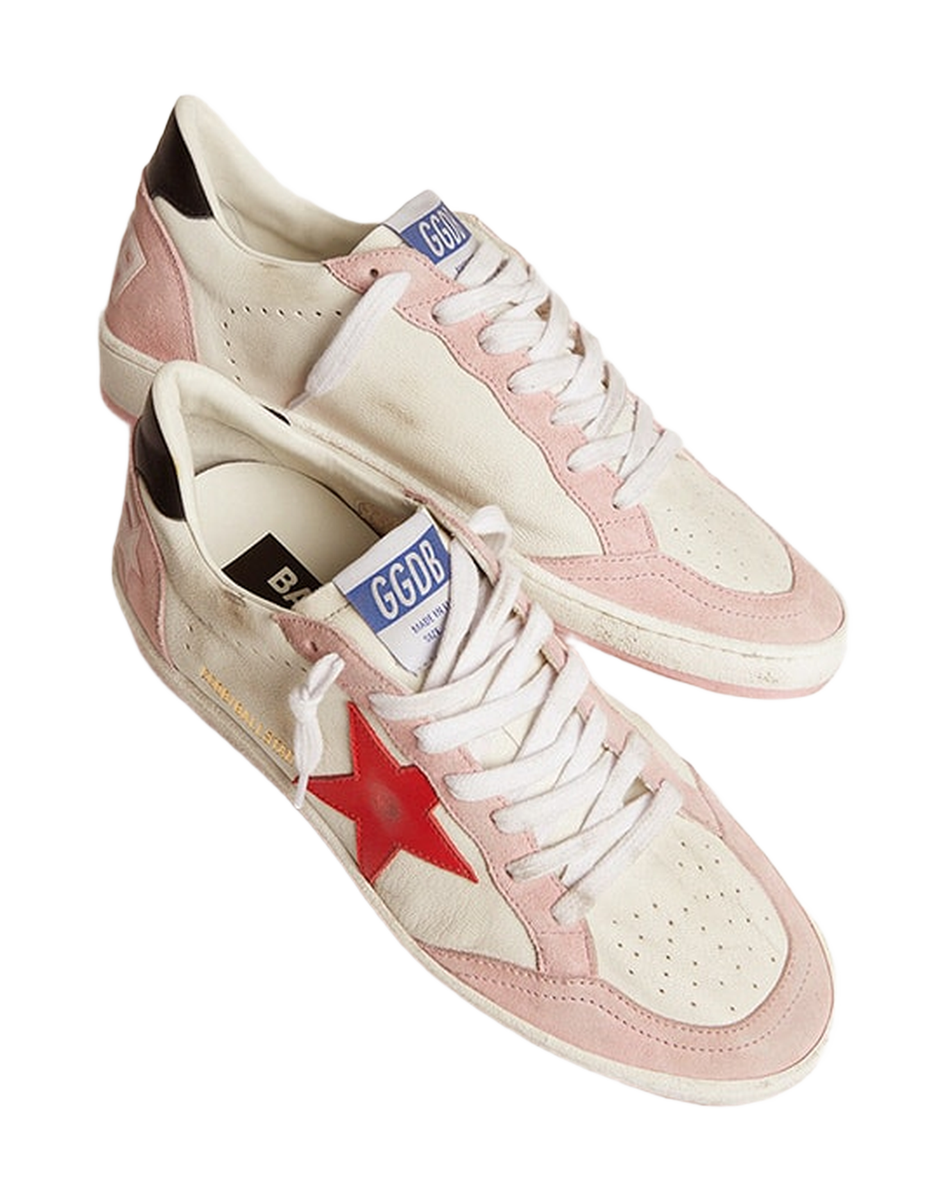 Women | Ball Star White & Baby Pink with Red Star | White x Baby Pink x Red x Black