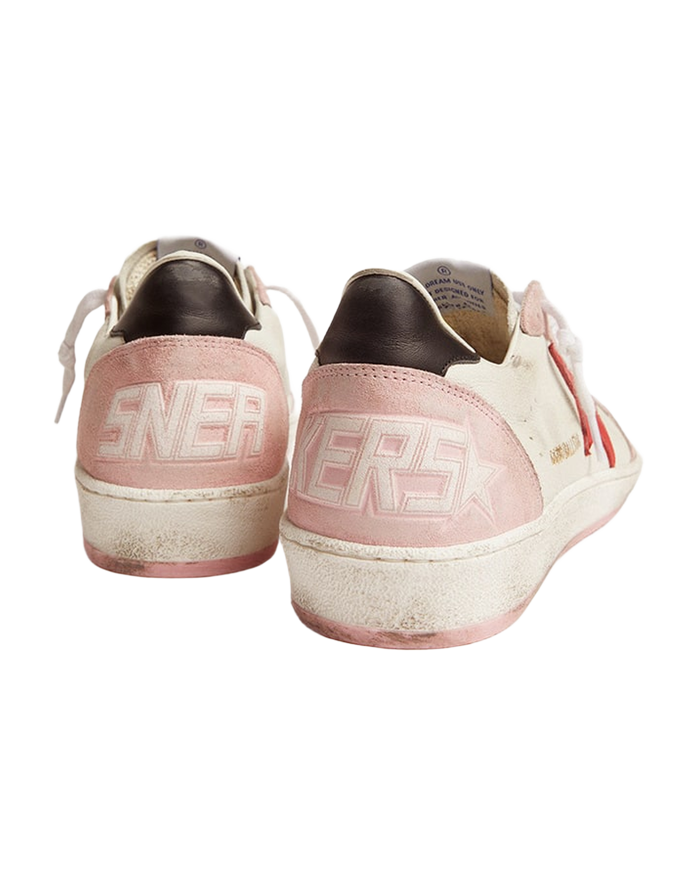Women | Ball Star White & Baby Pink with Red Star | White x Baby Pink x Red x Black