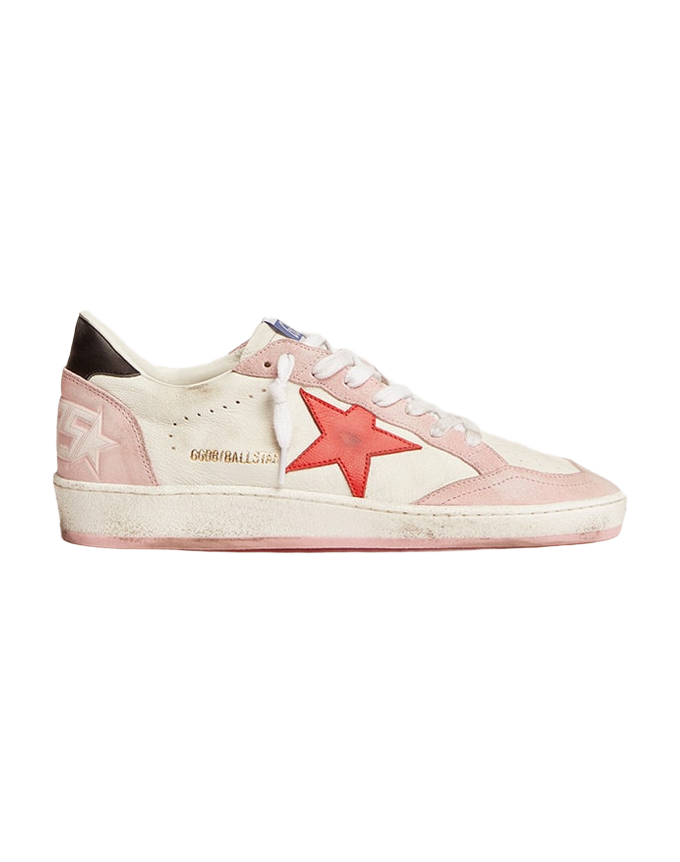 Women | Ball Star White & Baby Pink with Red Star | White x Baby Pink x Red x Black