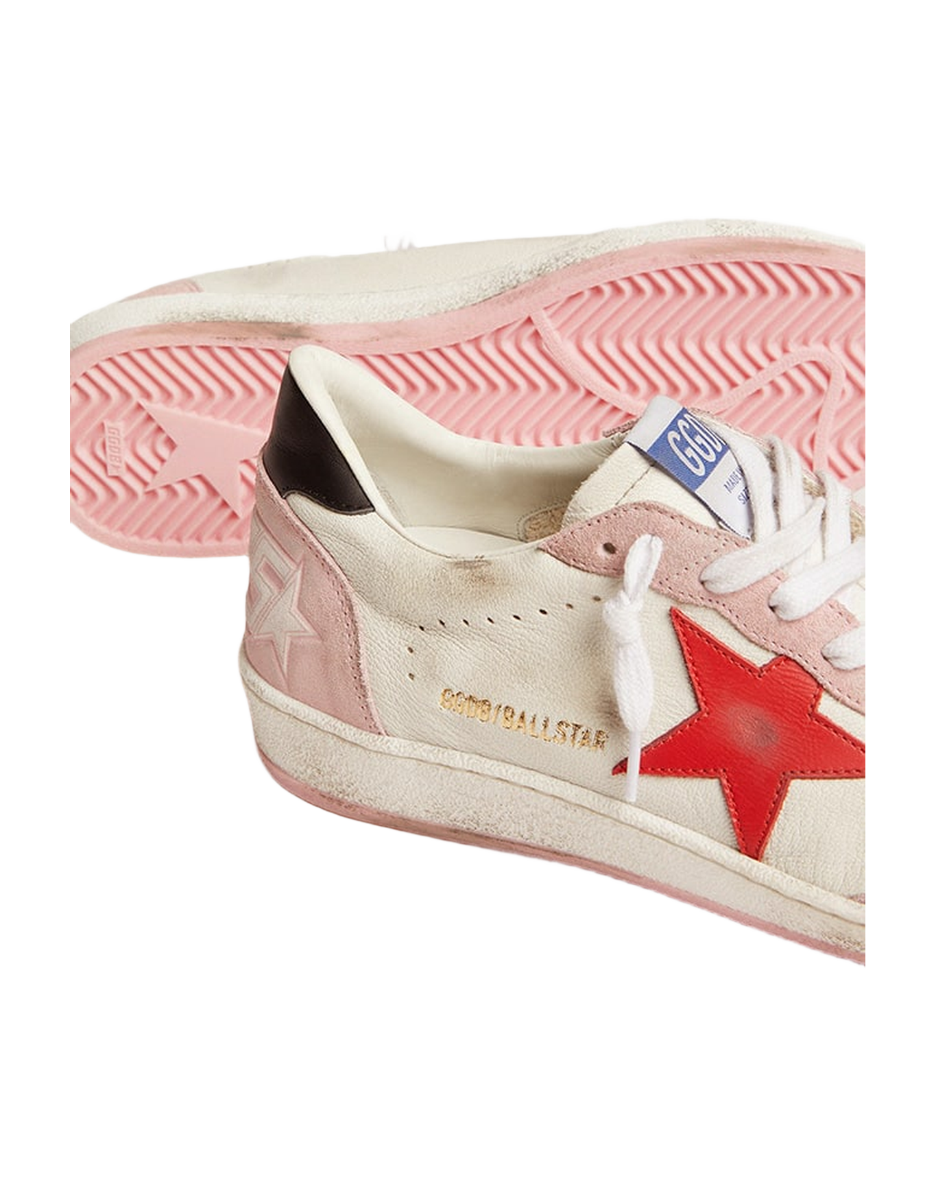 Women | Ball Star White & Baby Pink with Red Star | White x Baby Pink x Red x Black