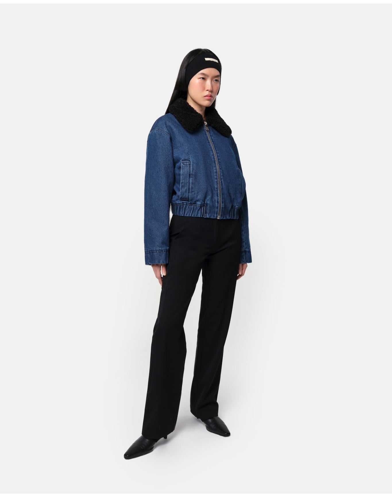 Carine Shearling Coat | Indigo & Noir