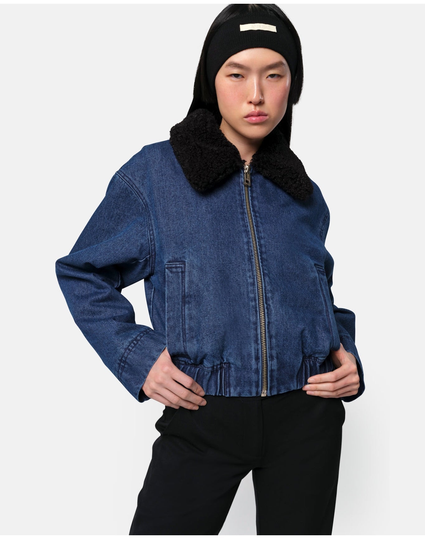 Carine Shearling Coat | Indigo & Noir