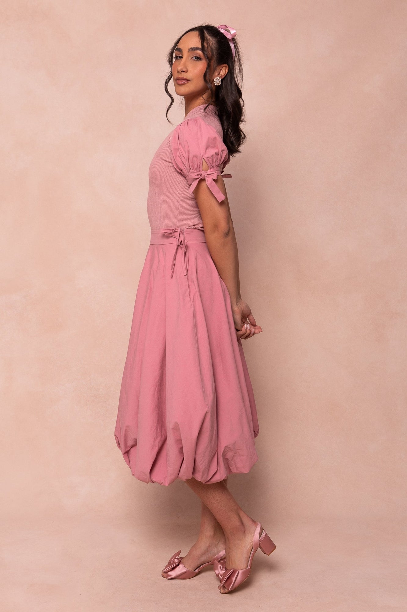 Women | Clo Bubble Midi Skirt | Pink