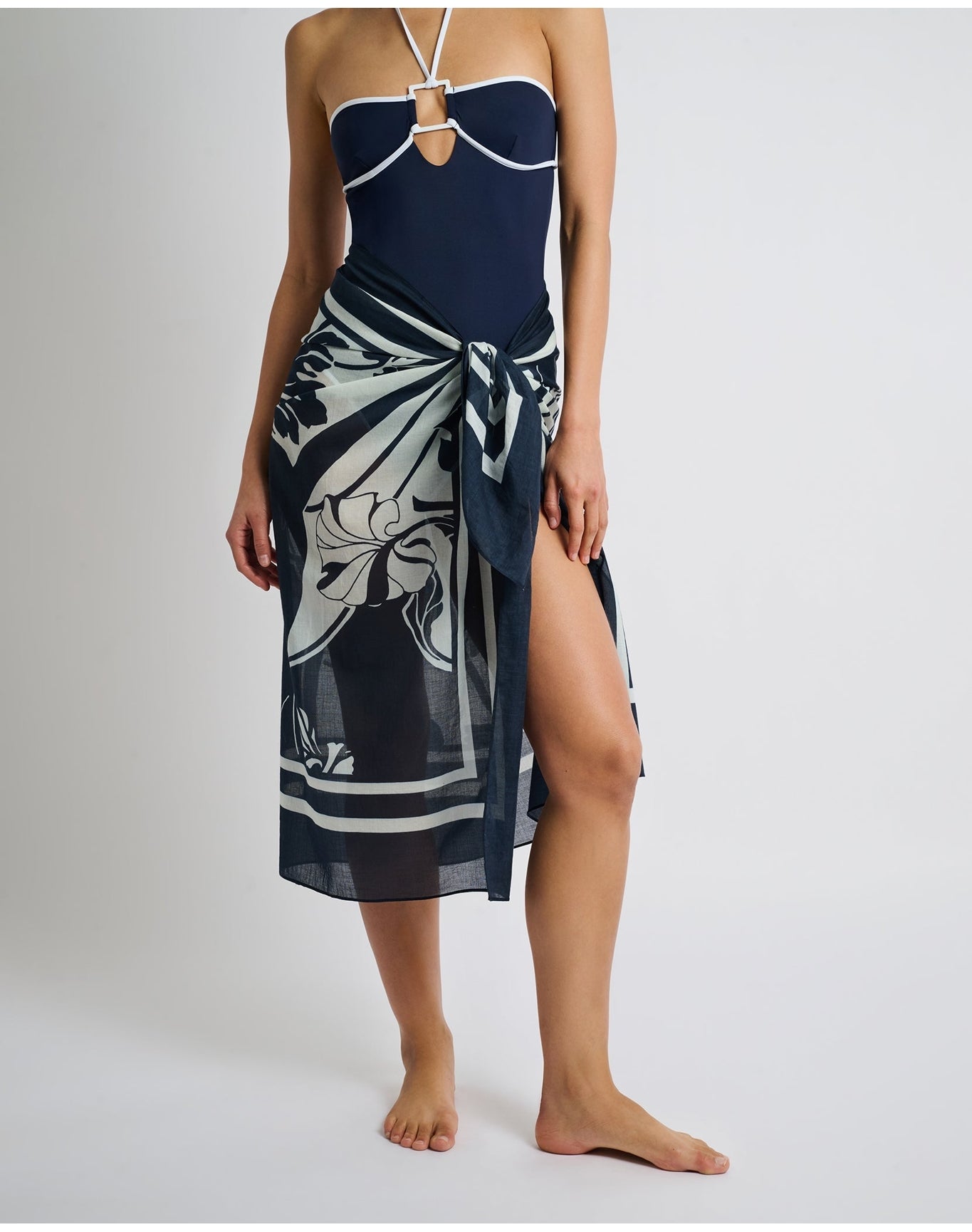 Women | Cotton Chiffon Pareo | Deep Navy Egret