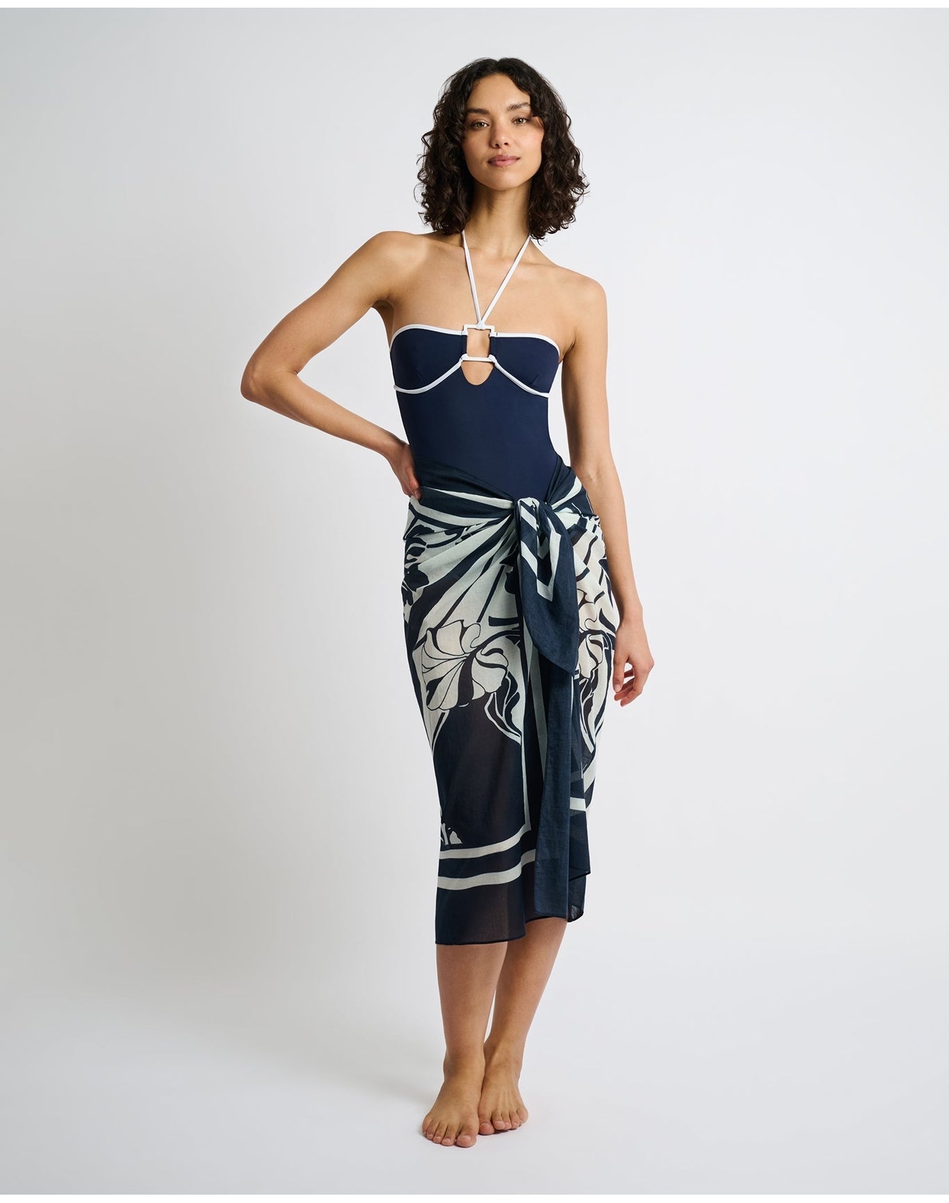 Women | Cotton Chiffon Pareo | Deep Navy Egret