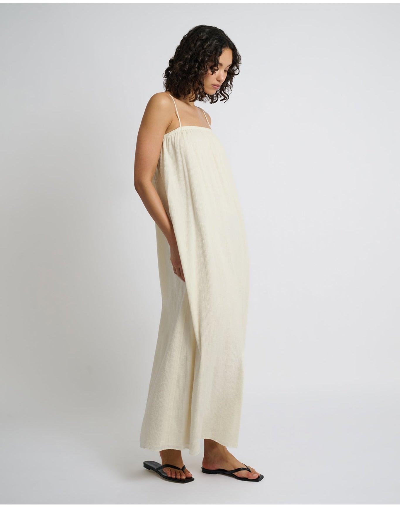 Women | Crinkle Gauze Maxi Dress | Egret