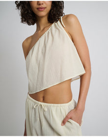 Women | Crinkle Gauze One Shoulder Top | Egret