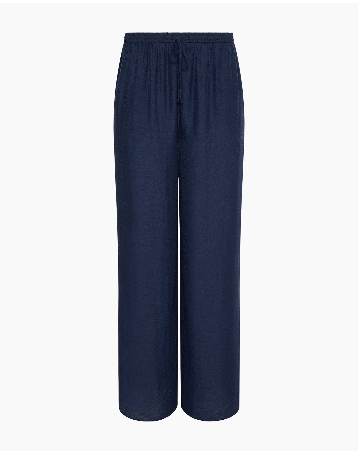 Women | Crinkle Wide Leg Drawstring Pant | Deep Navy