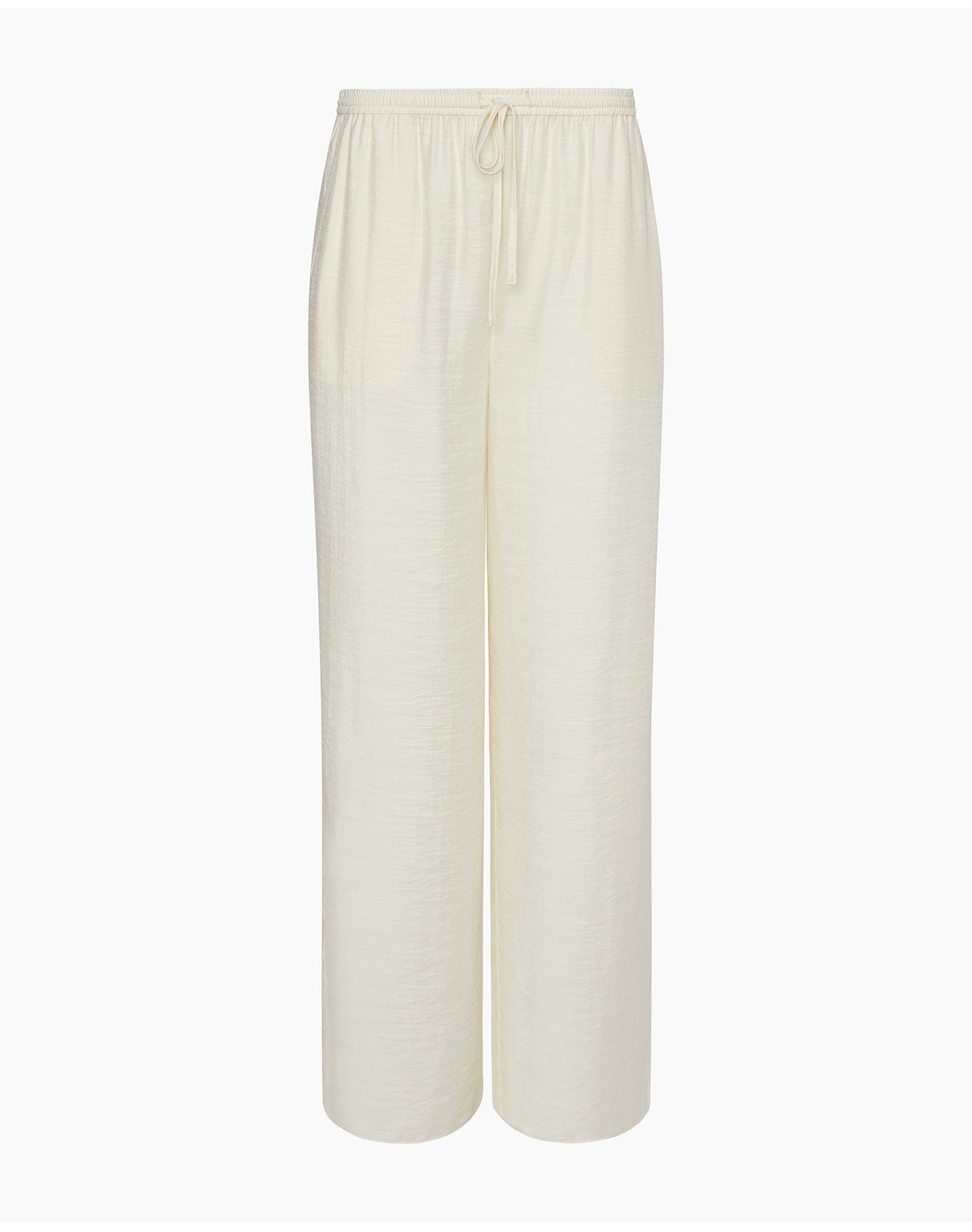 Women | Crinkle Wide Leg Drawstring Pant | Egret