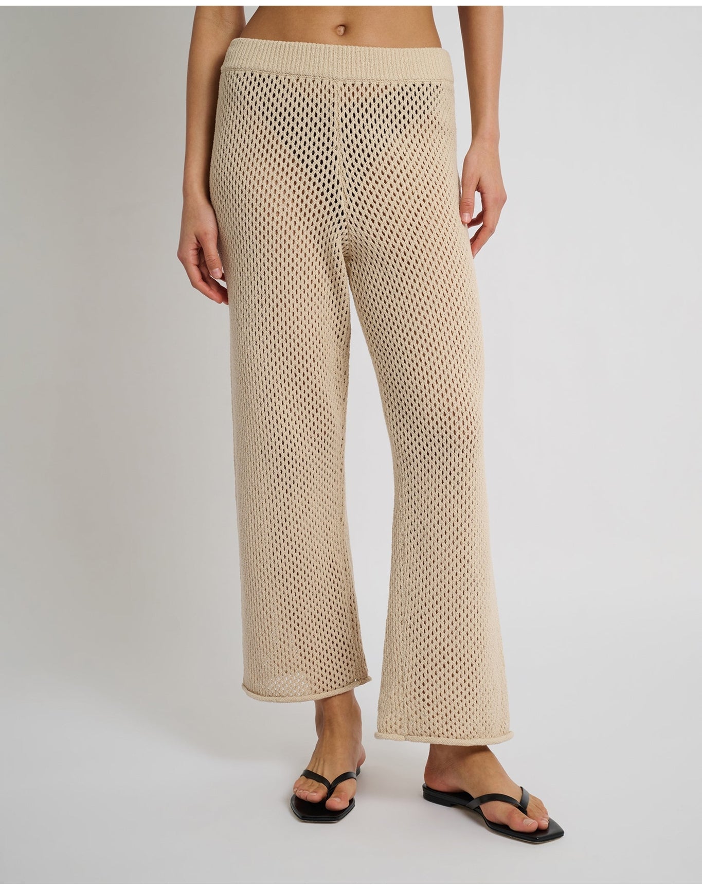 Women | Crochet Knit Wide Leg Pant | Sandshell (V2)