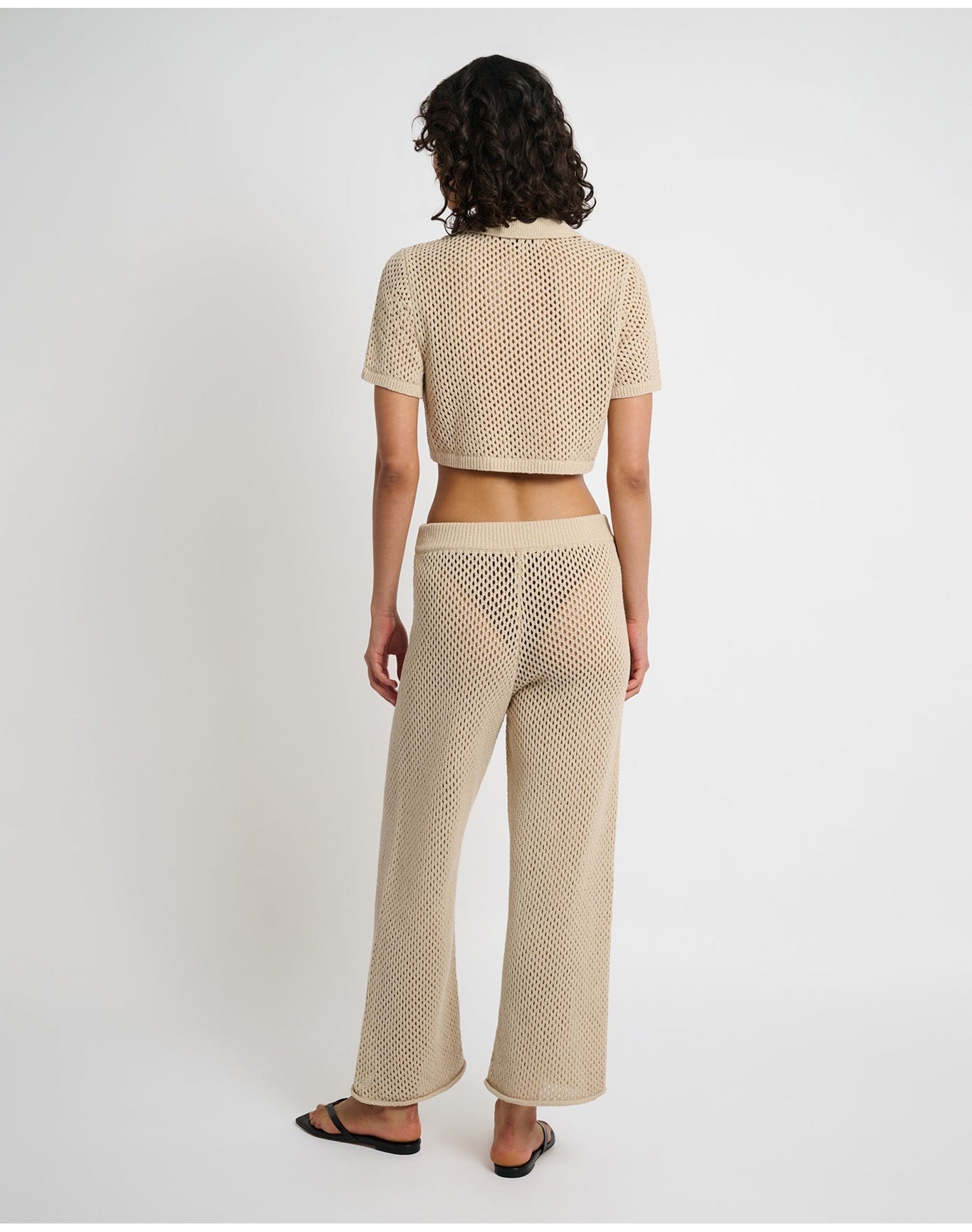 Women | Crochet Knit Wide Leg Pant | Sandshell (V2)
