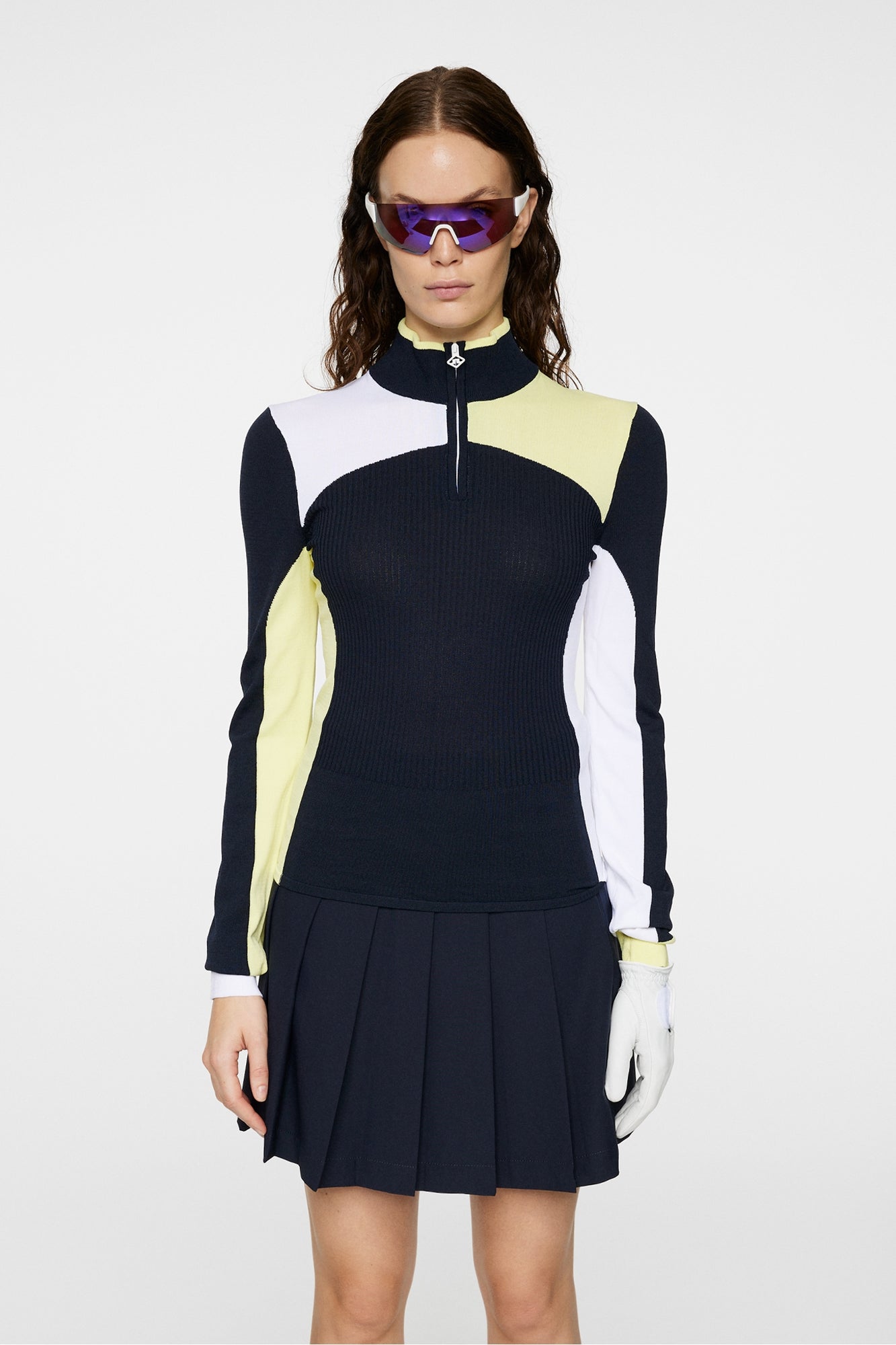 Women | Deborah Knitted Zip Sweater | JL Navy