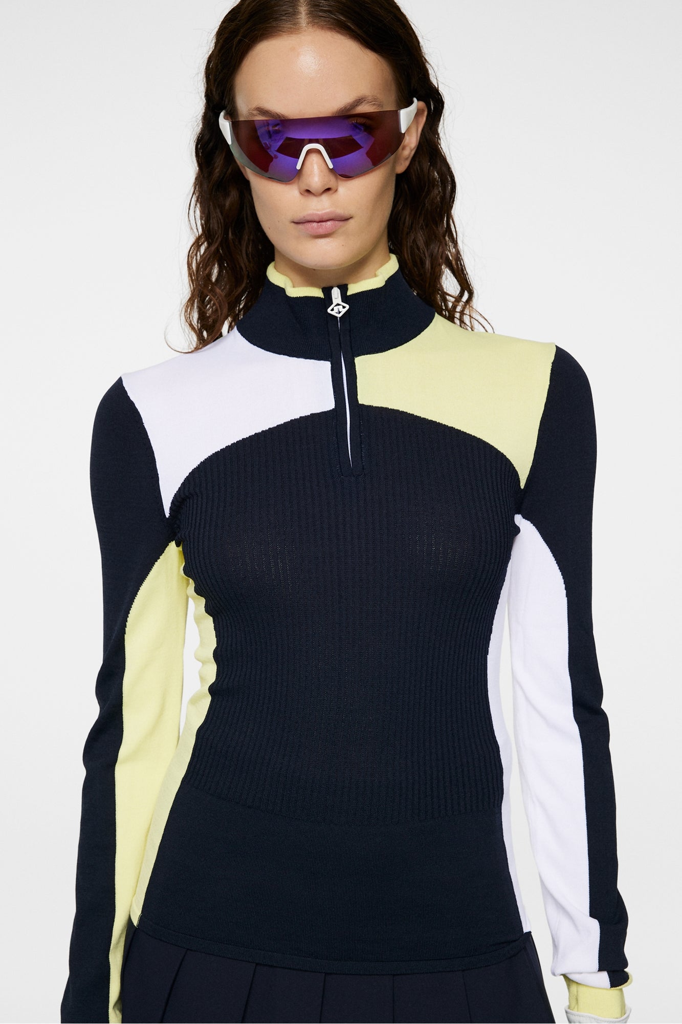 Women | Deborah Knitted Zip Sweater | JL Navy