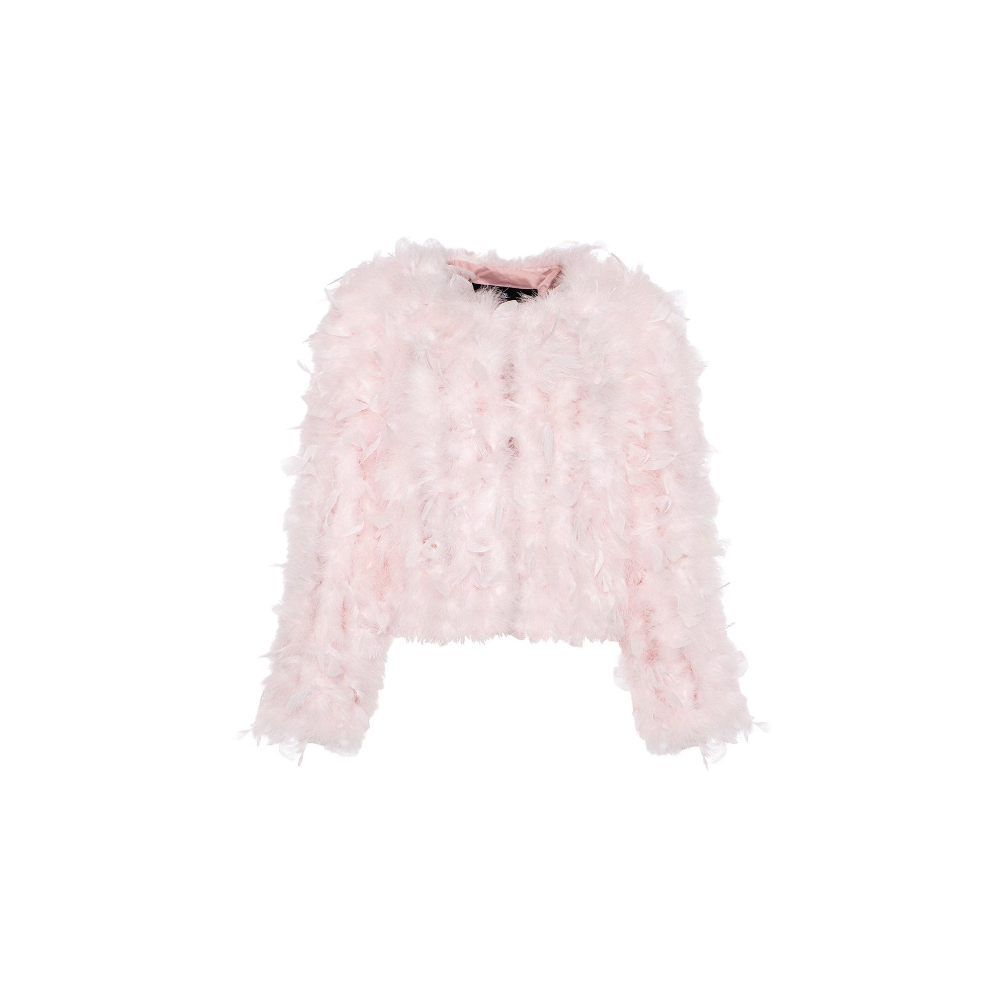 Women | Feather Cropped Jacket | Pink