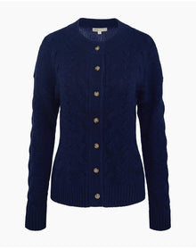 Women | Fitted Cable Knit Cardigan | Noir Navy