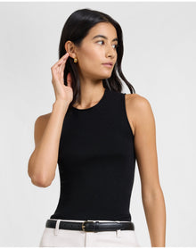 Women | Fitted Micro Rib Tank | Black
