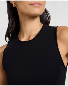 Women | Fitted Micro Rib Tank | Black