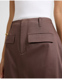 Women | Front Slit Midi Skirt | Chestnut