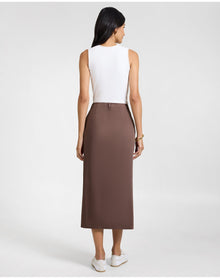 Women | Front Slit Midi Skirt | Chestnut