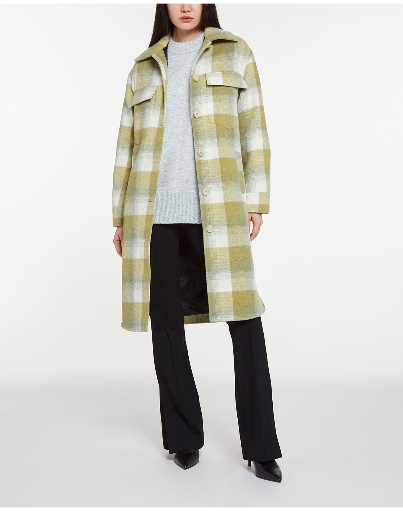 Graham Flannel Jacket | Pea Green Plaid