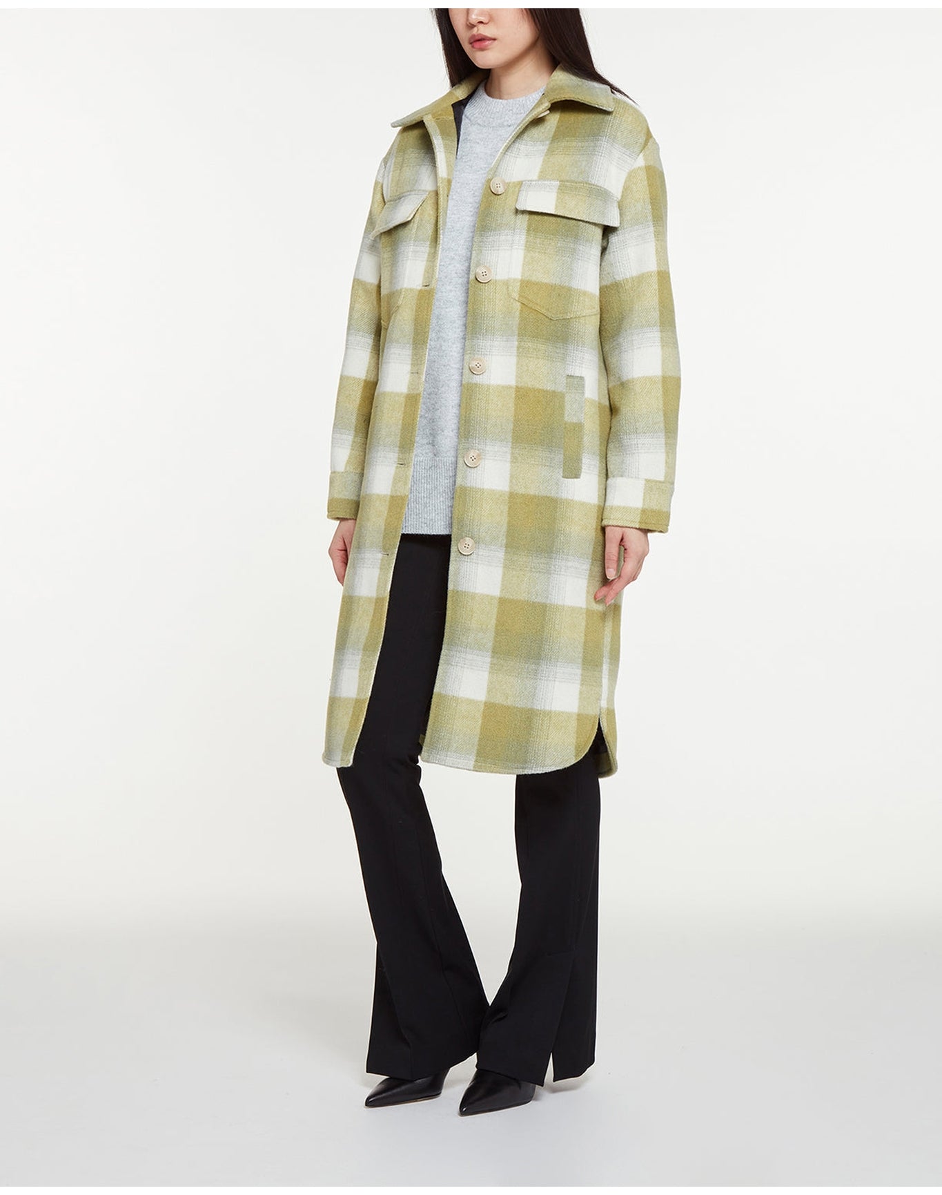 Graham Flannel Jacket | Pea Green Plaid