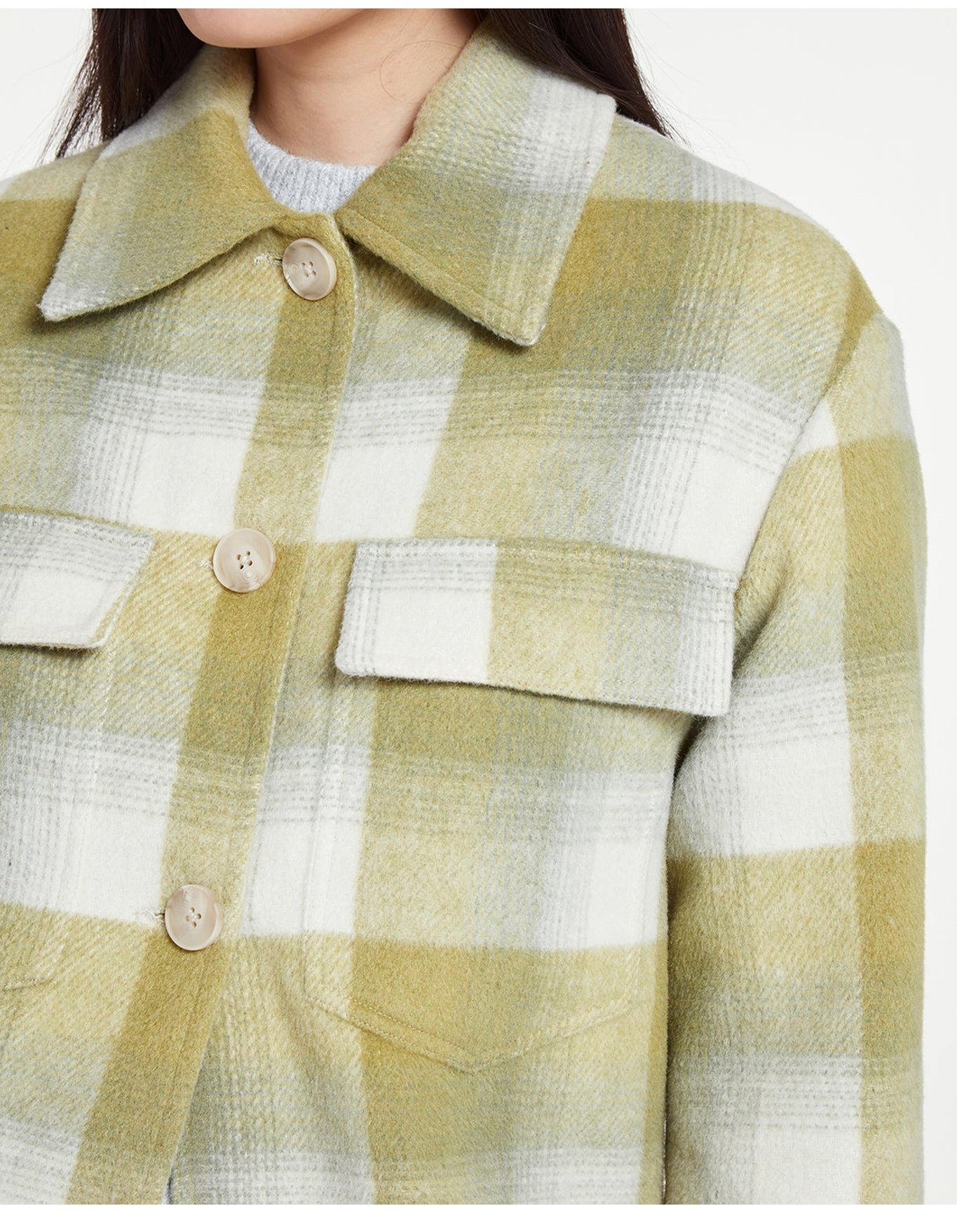 Graham Flannel Jacket | Pea Green Plaid