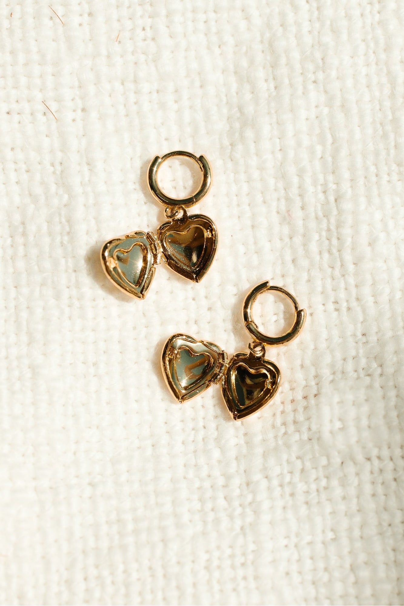 Women | Heart Locket Hoop Earrings | Gold