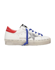 Women | Hi Star Sneakers White Leather with Grey Glitter Star & Red Heel Tab